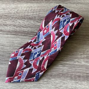 Stanley Blacker Men's Neck Tie Red Geometric Silk Abstract Artsy Classic 56"x 4"